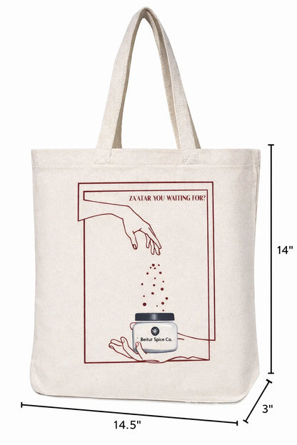 Side view of the Beirut Spice Co tote bag