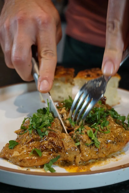 Shawarma seasoning on juicy Mediterranean chicken