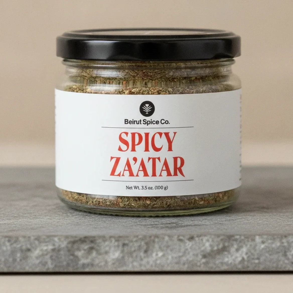 Lebanese zaatar jar with spicy chili flakes