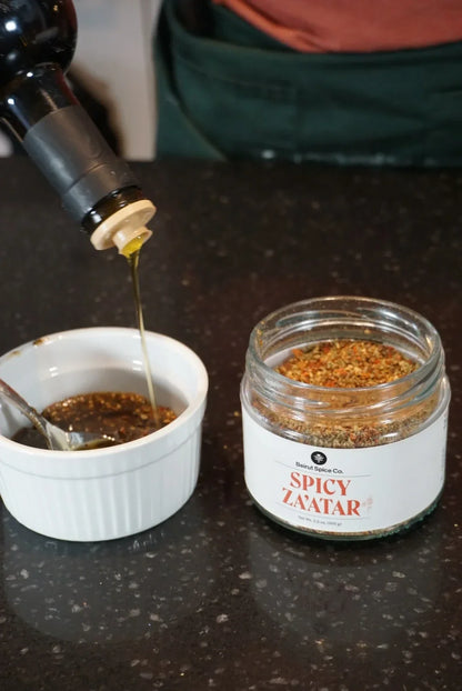 Spicy zaatar mixed with authentic Lebanese olive oil